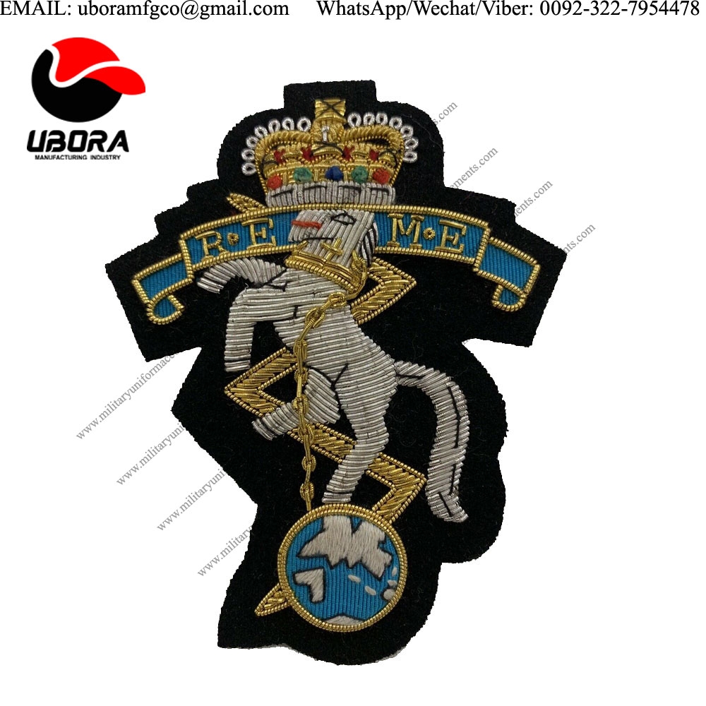 Bullion Badge Royal Electrical and Mechanical Engineers REME Blazer Badge bullion wire blazer badges